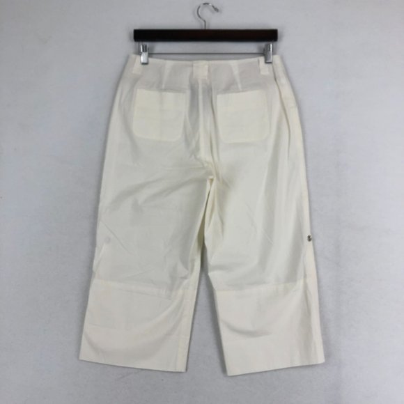 Motto NWOT Women's Size 12 White Stretch Convertible Roll Tab Capri Pants Shorts - Picture 2 of 11